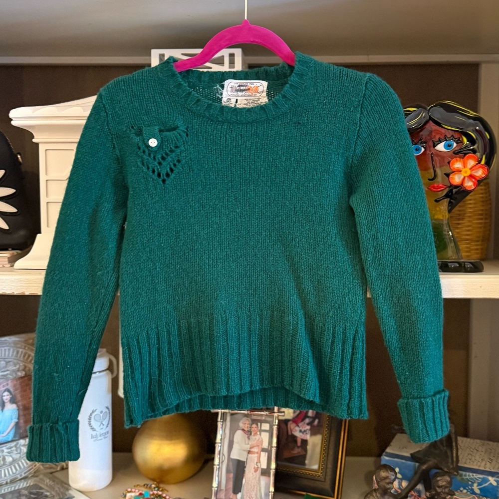 Huk a poo Hukapoo vintage green sweater womens Large L shetland wool